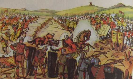 la bataille de Crecy - Gravure extraite d'un manuel scolaire de 1960